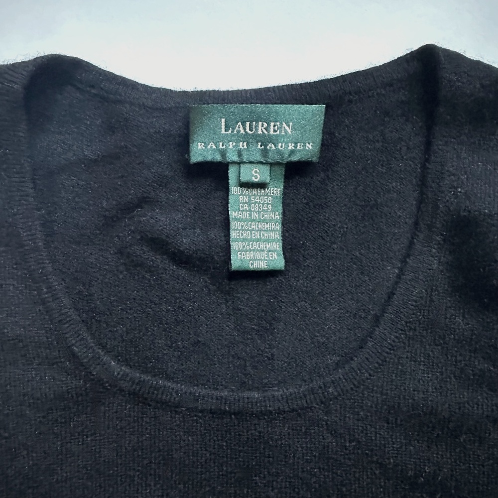 LAUREN - RALPH LAUREN 100% CASHMERE Black Crew Neck Sweater Size S